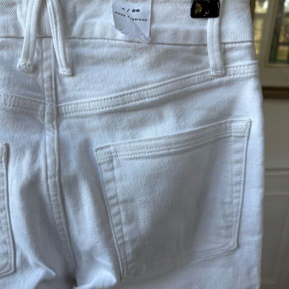 NWOT Good American High Rise Straight Raw Hem Jeans in W037 White $118 2 26 - Picture 7 of 9
